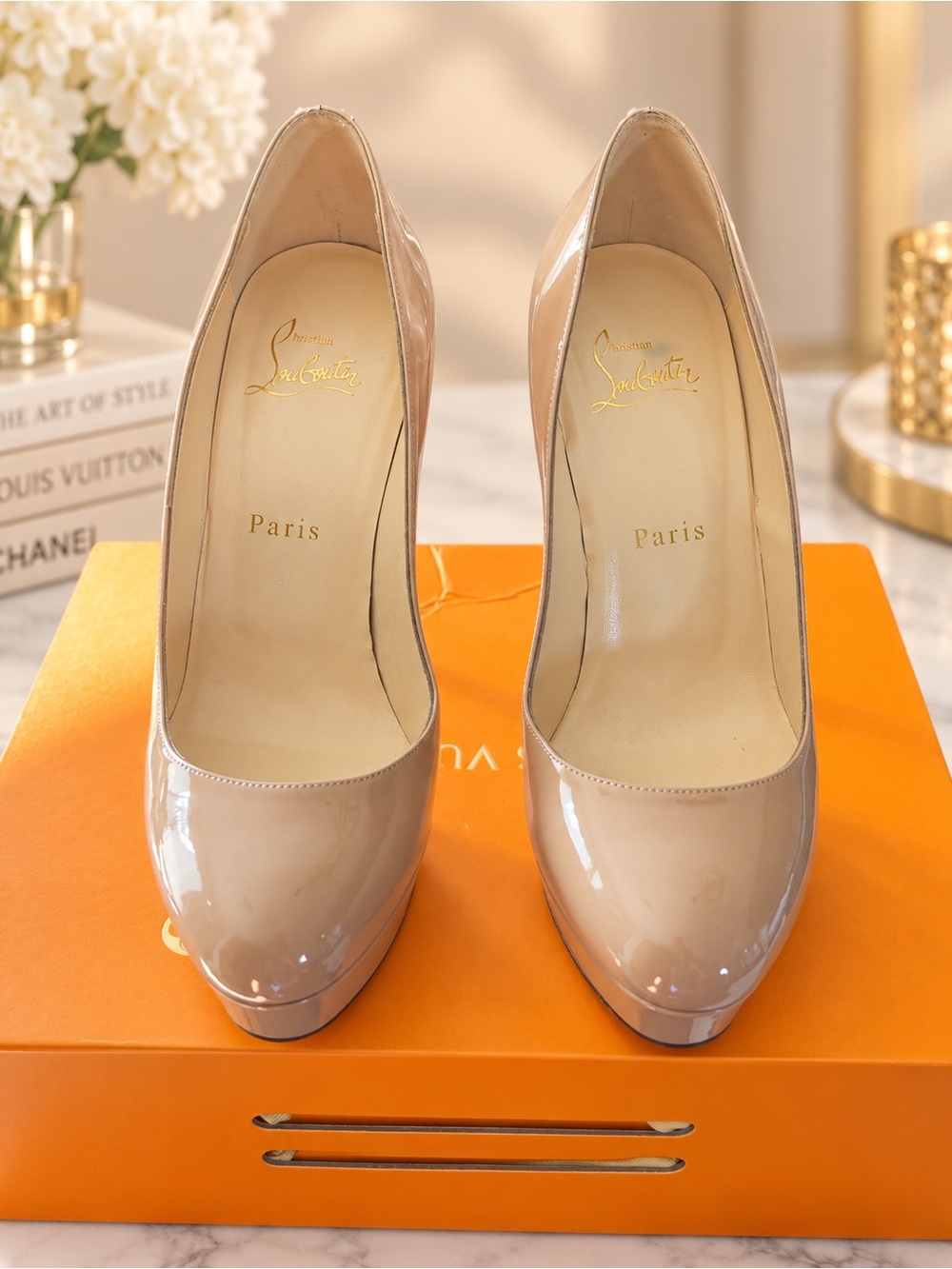 Christian Louboutin Nude Patent Leather Platform Pumps – Size 37 / US 7